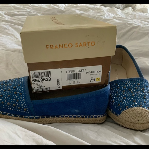 Franco Sarto espadrille suede blue with studs 7.5M - Picture 8 of 10